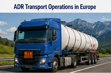 Operações de transporte logístico ADR por toda a Europa com camiões de mercadorias perigosas e sistemas de conformidade