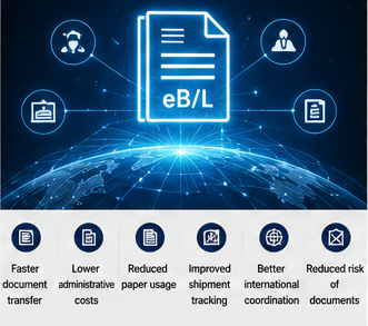 Sistemas modernos de logística digital com Bills of Lading eletrónicos no transporte internacional
