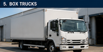 Camião caixa utilizado para transporte comercial e logística de distribuição na Europa