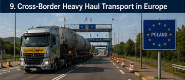 Comboio internacional de transporte de grandes dimensões a atravessar fronteiras europeias