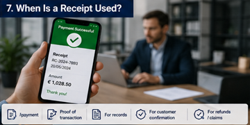 Recibo de pagamento digital apresentado no smartphone após pagamento logístico bem-sucedido
