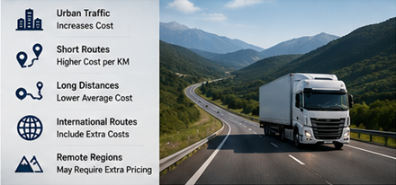 Preço do transporte de mercadorias de longa distância e rotas logísticas europeias