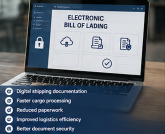 Sistema digital de Electronic Bill of Lading na logística e expedição modernas