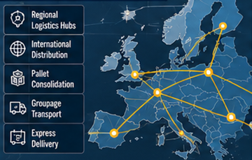 Rede de transporte europeia a utilizar hubs logísticos de cross-docking e centros de distribuição