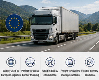 Camiões europeus e operações logísticas a usar os termos de transporte DDP e DAP