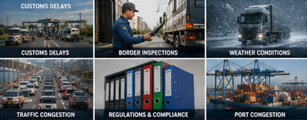 Transporte europeu nacional e internacional com autoestradas da UE, passagens de fronteira, armazéns e hubs logísticos
