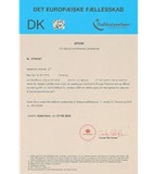 Exemplo de Certificado de Competência Profissional Transport Manager Dinamarca