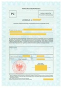 Exemplo de uma licença comunitária de transporte rodoviário da UE