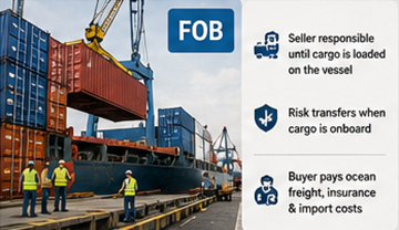 Contentores de carga carregados num navio cargueiro ao abrigo de condições de envio FOB