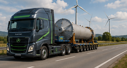 Comboio moderno de carga sobredimensionada a representar o futuro do transporte europeu de cargas pesadas