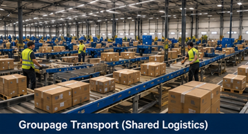 Armazém logístico a separar pequenos envios para transporte de grupagem em toda a Europa