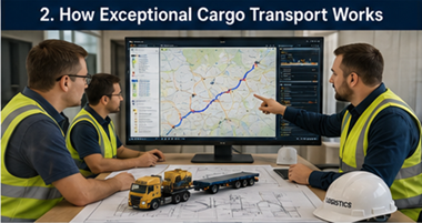 Planeamento logístico de carga excecional e operações de transporte de grandes dimensões