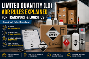 Regras de transporte ADR em Quantidade Limitada e embalagem de mercadorias perigosas na Europa