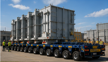 Sistema modular de reboques de cargas pesadas a transportar carga industrial sobredimensionada