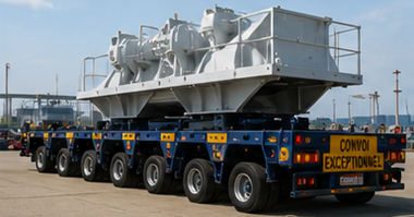 Reboque multi-eixos de cargas pesadas a transportar equipamento industrial sobredimensionado