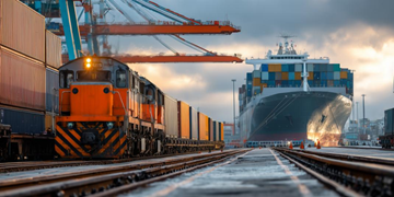 Logística multimodal a combinar transporte rodoviário, aéreo e marítimo na cadeia de abastecimento