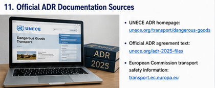 Documentos oficiais do regulamento ADR e recursos da UNECE para transporte de mercadorias perigosas