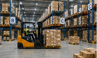 Instalação de armazém público com várias empresas de logística a armazenar inventário