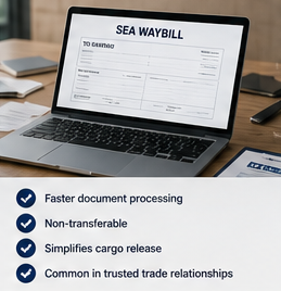 Documentação digital Sea Waybill para transporte marítimo