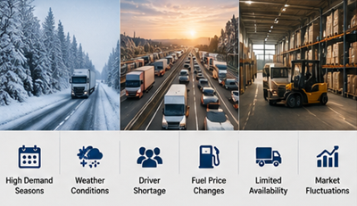 Elevada procura sazonal de transporte de mercadorias e logística na Europa