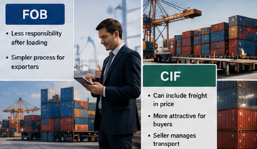 Exportador a gerir um envio internacional de carga e acordos de transporte