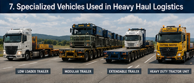 Semirreboques de plataforma rebaixada, semirreboques modulares e camiões de transporte pesado a transportar carga de grandes dimensões