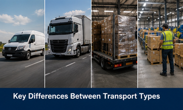 Comparação entre os tipos de transporte Expresso, FTL, LTL e grupagem, com diferentes veículos e tamanhos de carga