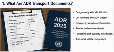 Documentação ADR para mercadorias perigosas e documentação de transporte explicadas